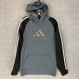 Adidas Hoodie Climawarm XL Pocket Three Stripe Logo Outdoor Sports Blue Boy's